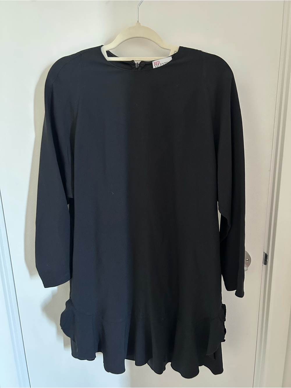 RED Valentino Black Asymmetrical Ruffle-Hem Dress